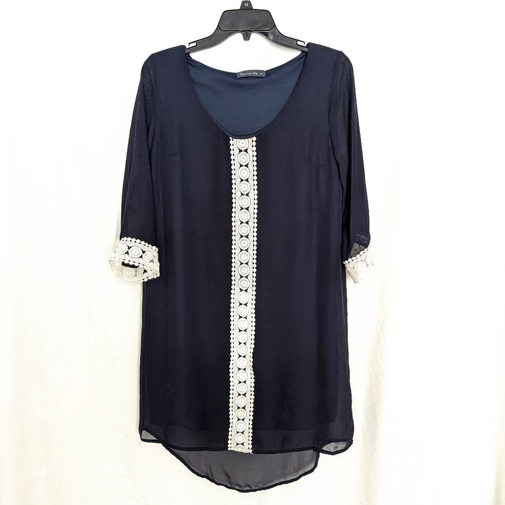 Fortuity Navy Dress with White Trim